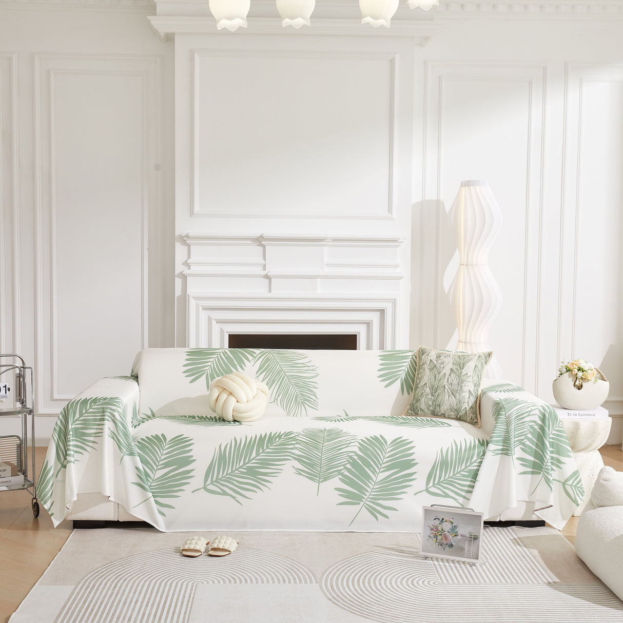 Leaf Printed Slipcover Sofa Covers, Universal Couch Throw Cover, Pets Furniture Protector for Home Decor
