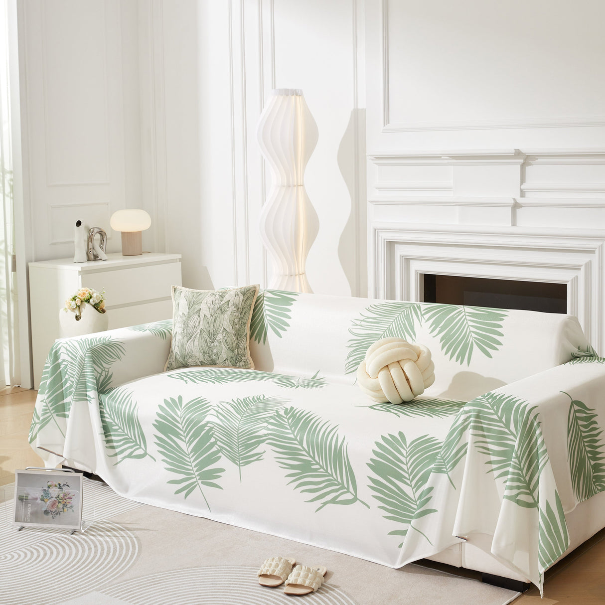 Leaf Printed Slipcover Sofa Covers, Universal Couch Throw Cover, Pets Furniture Protector for Home Decor