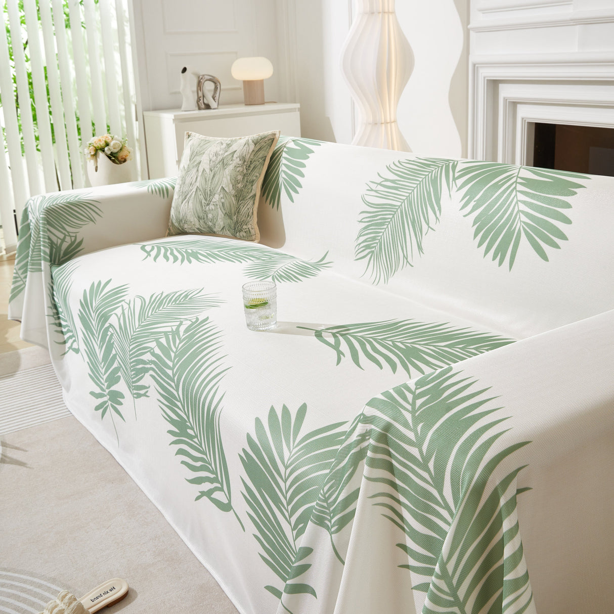 Leaf Printed Slipcover Sofa Covers, Universal Couch Throw Cover, Pets Furniture Protector for Home Decor