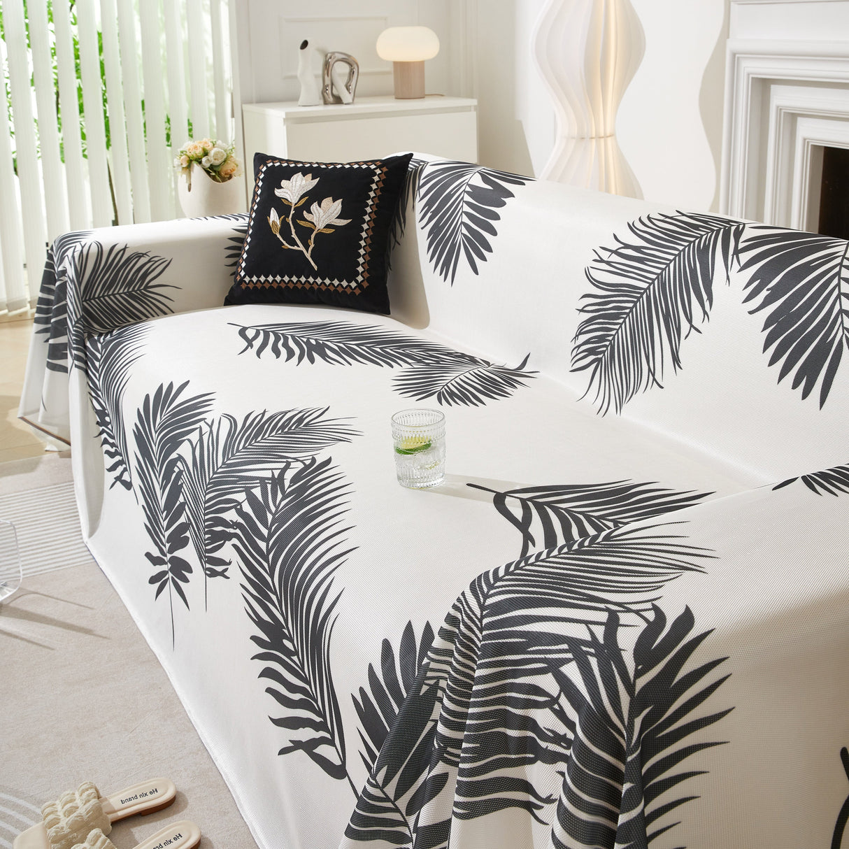 Leaf Printed Slipcover Sofa Covers, Universal Couch Throw Cover, Pets Furniture Protector for Home Decor
