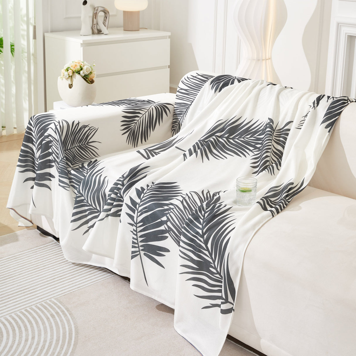 Leaf Printed Slipcover Sofa Covers, Universal Couch Throw Cover, Pets Furniture Protector for Home Decor