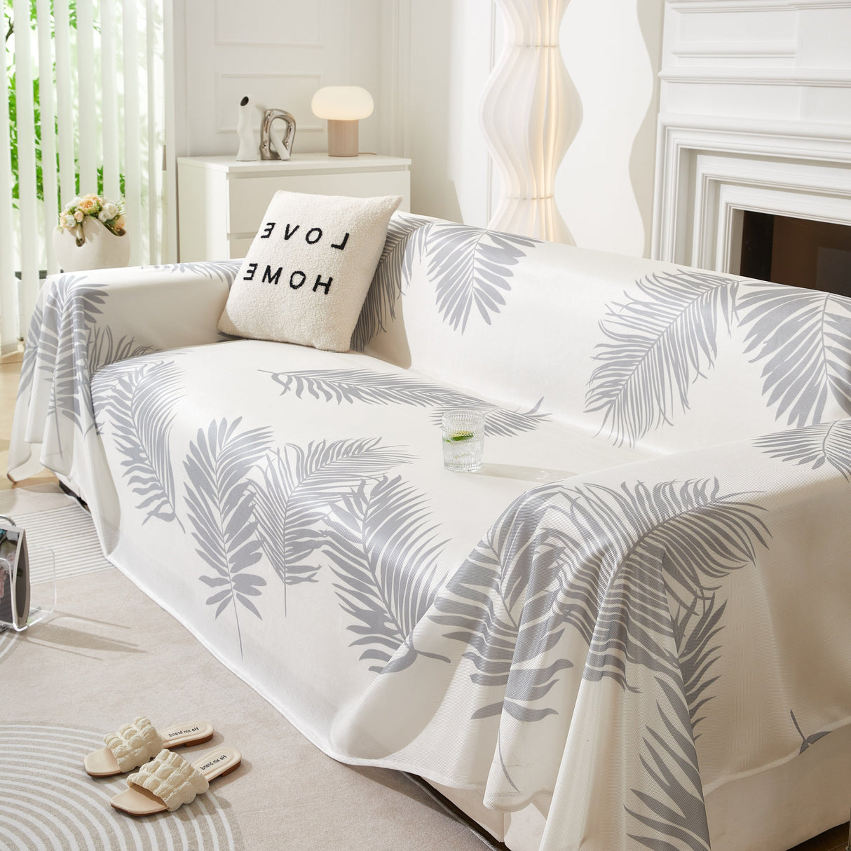 Leaf Printed Slipcover Sofa Covers, Universal Couch Throw Cover, Pets Furniture Protector for Home Decor