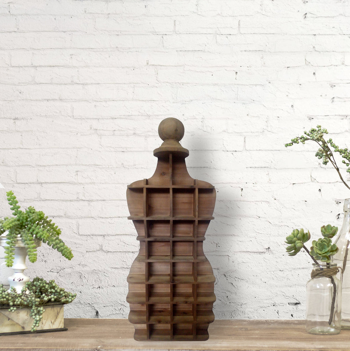 Lady shaped 36" wooden wall shelf