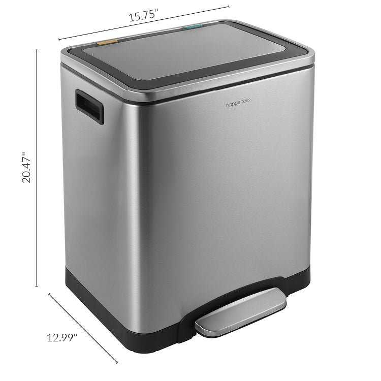 Elmo Rectangular Double Bucket Trash Can with Soft-Close Lid