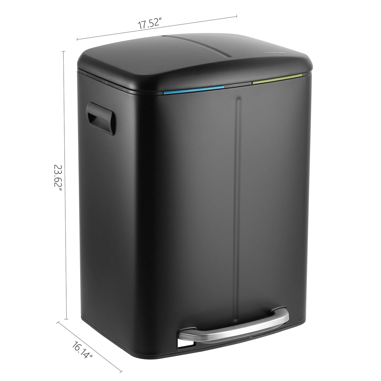 Marco Rectangular Double Bucket Trash Can with Soft-Close Lid System