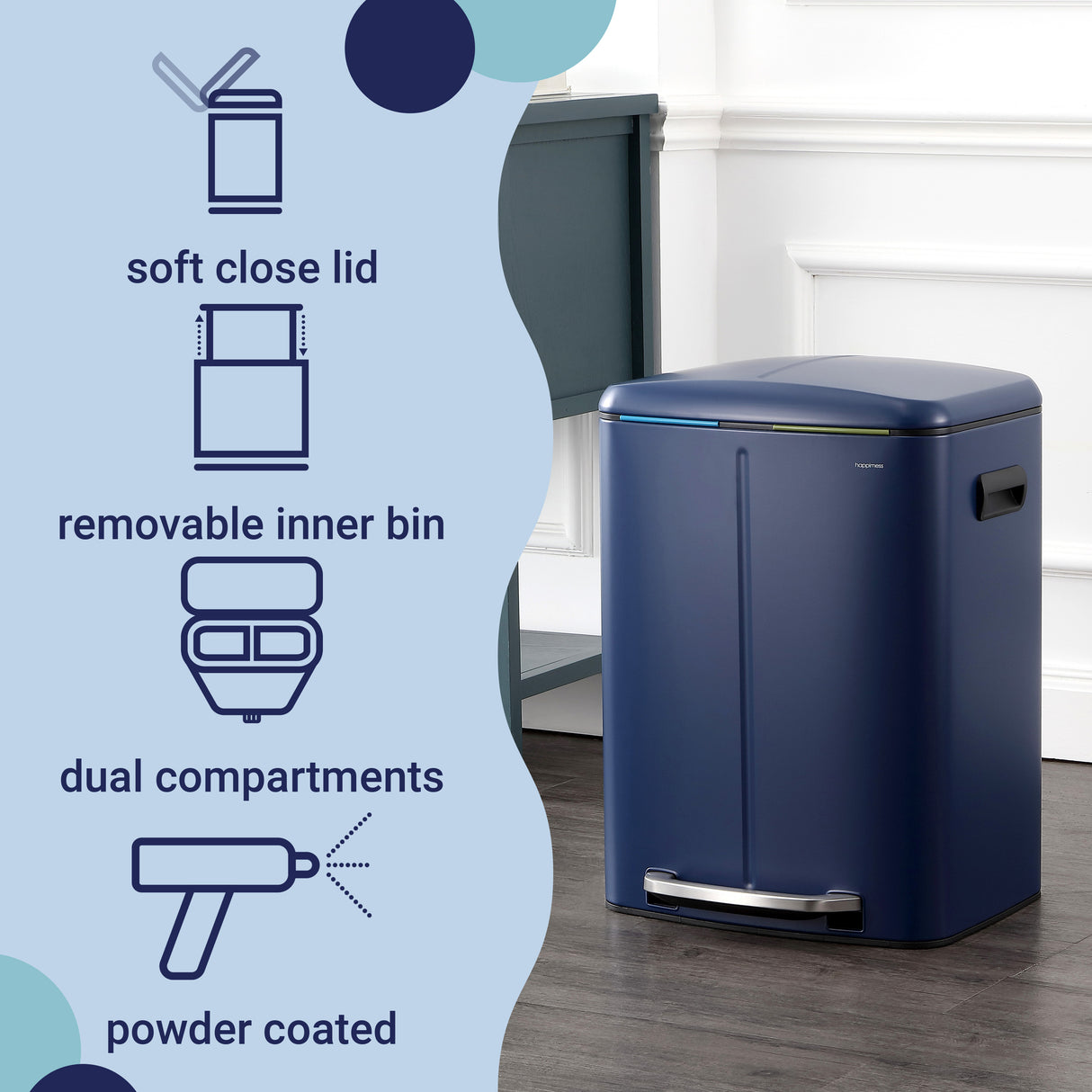 Marco Rectangular Double Bucket Trash Can with Soft-Close Lid