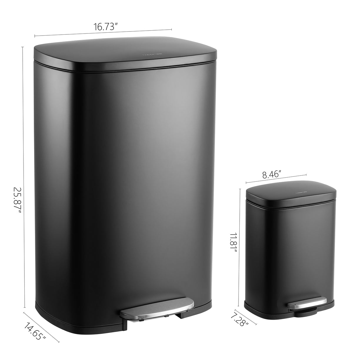 Connor Rectangular Trash Can with Soft-Close Lid and FREE Mini Trash Can Set