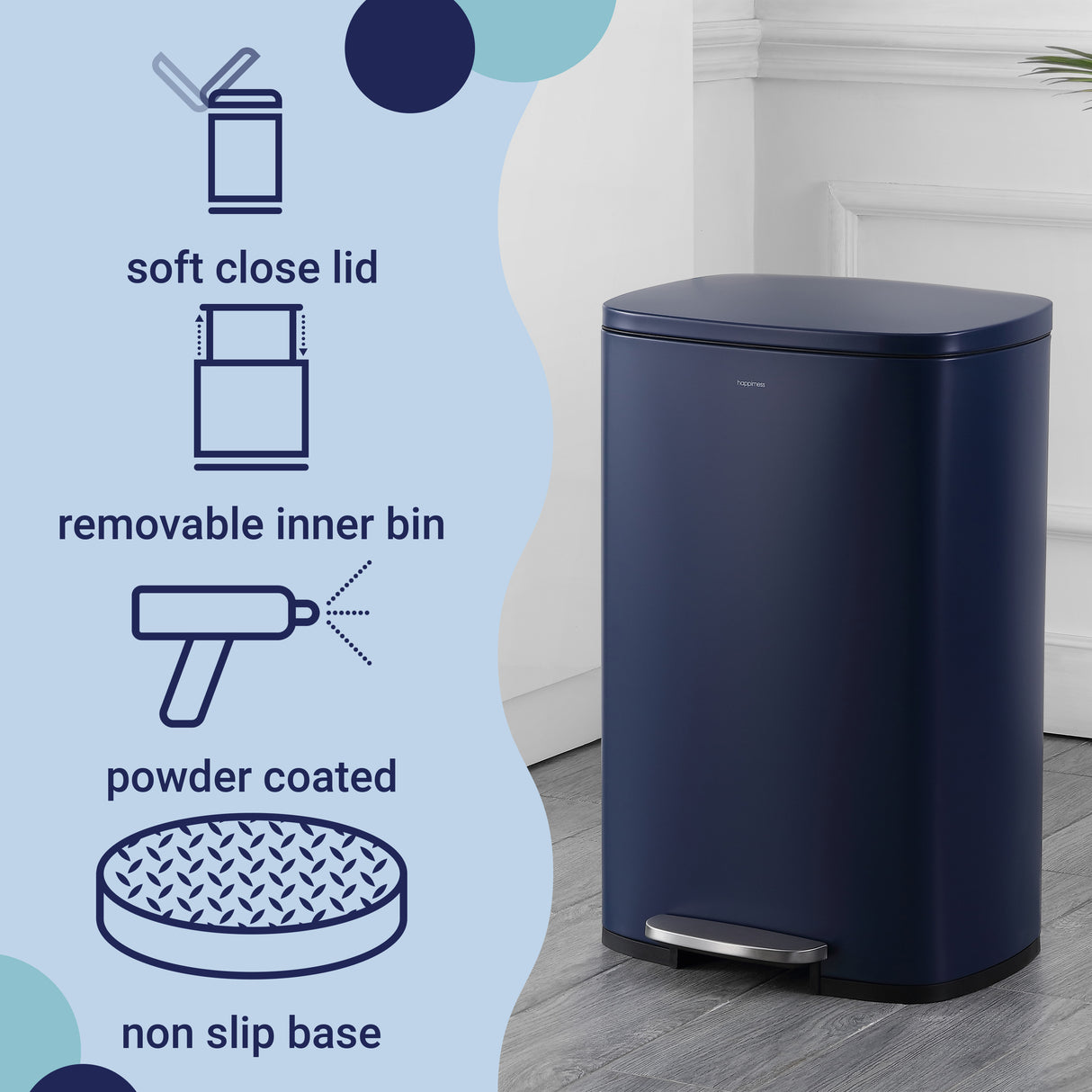 Connor Rectangular Trash Can with Soft-Close Lid and FREE Mini Trash Can