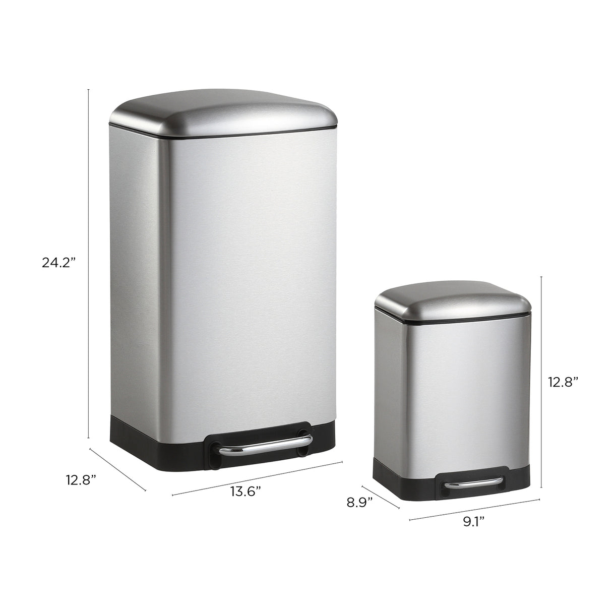 Ashley Rectangular Trash Can with Soft-Close Lid with FREE Mini Trash Can