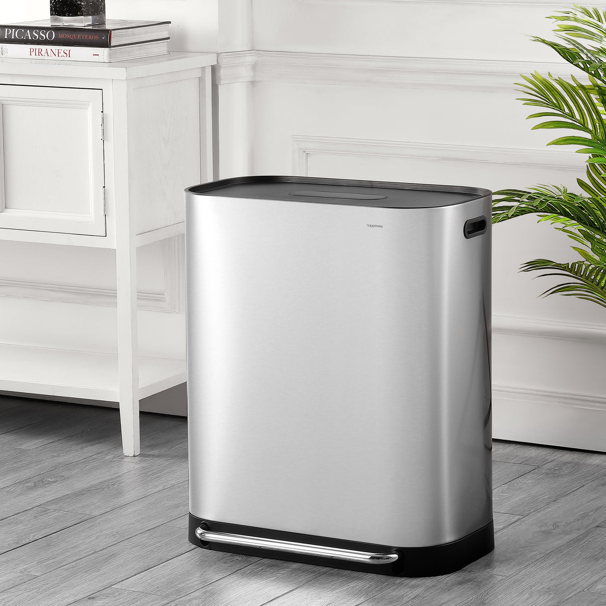 Beni Kitchen Trash/Recycling Double-Bucket Step Trash Can with Odor Filter and Lid Support