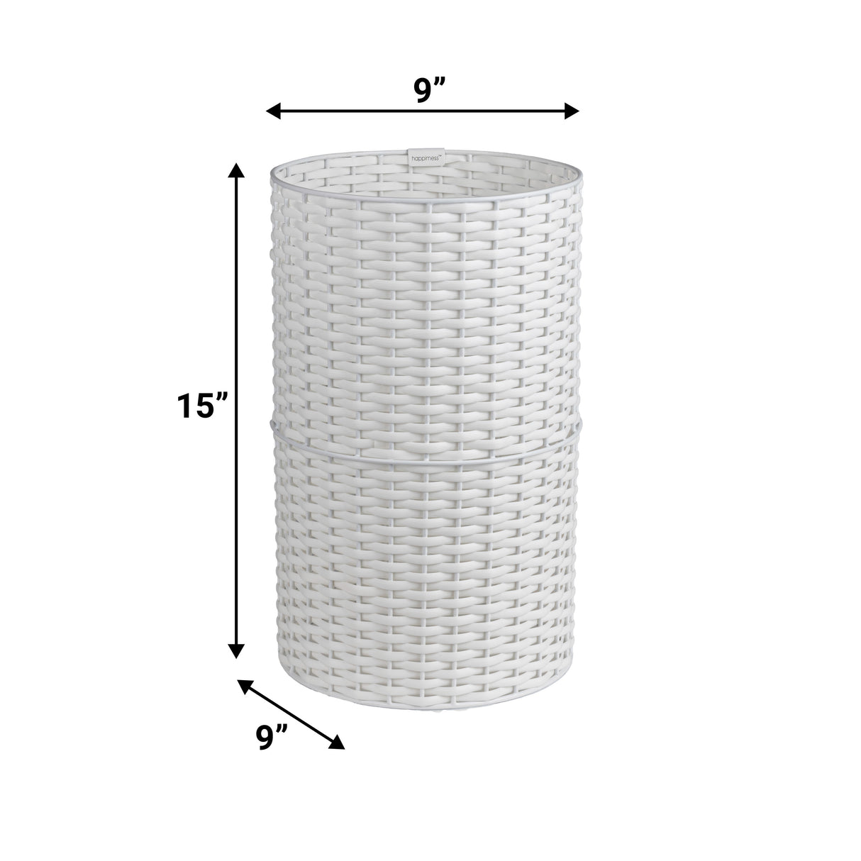 Cecil Modern Faux Wicker Cylinder Waste Basket