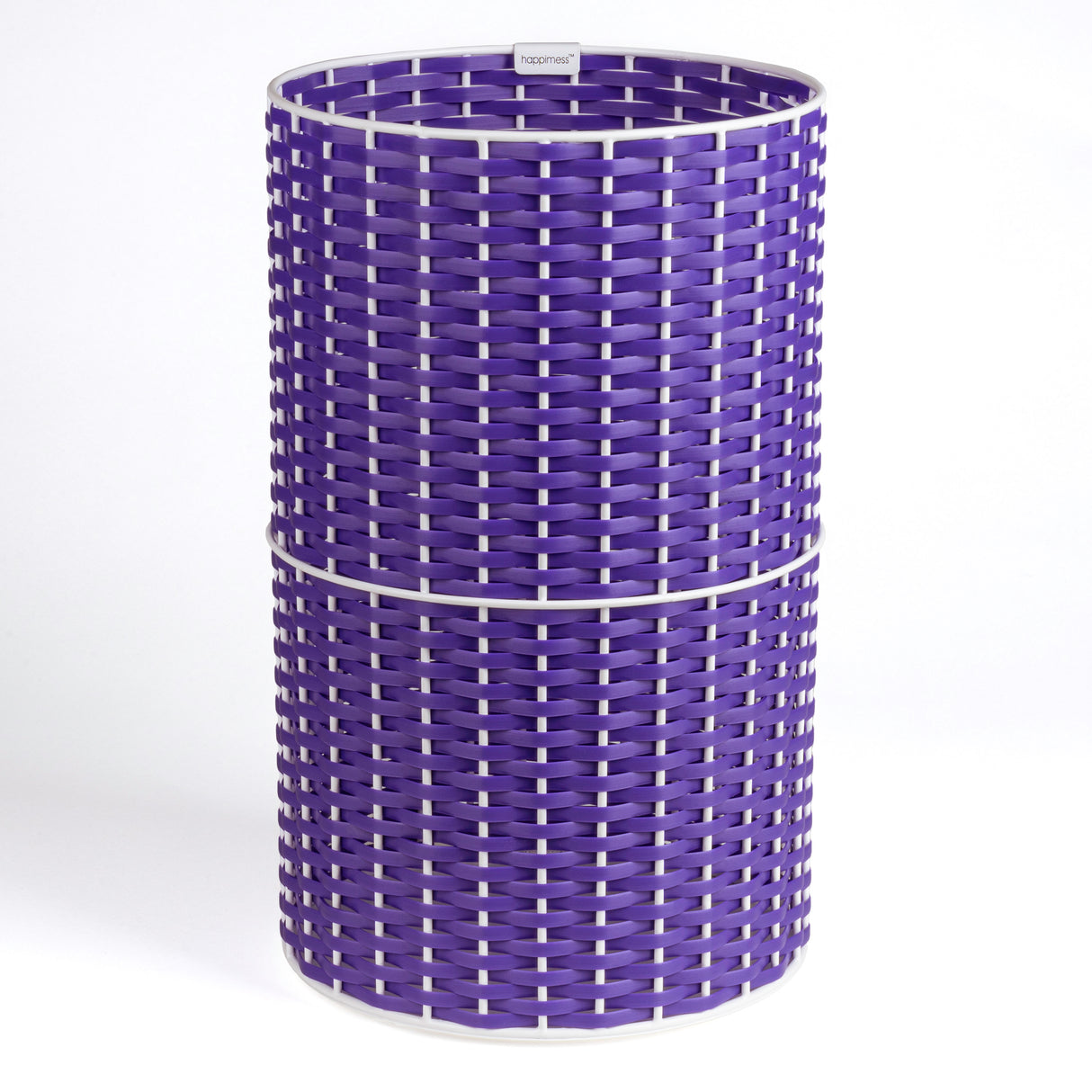 Cecil Modern Faux Wicker Cylinder Waste Basket