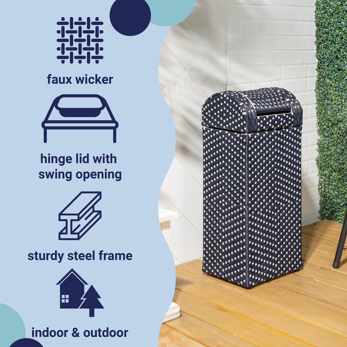 Darla all-weather wicker/metal swing top hideaway outdoor trash can