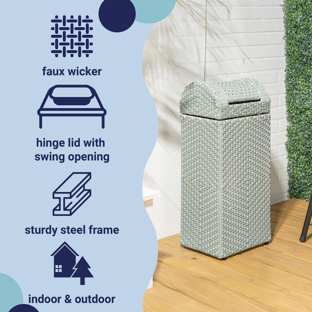 Darla all-weather wicker/metal swing top hideaway outdoor trash can