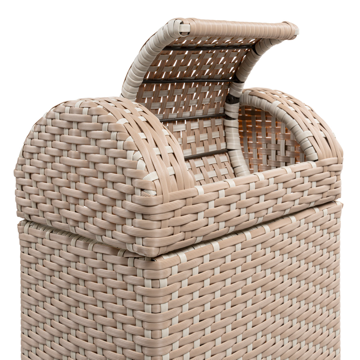 Darla all-weather wicker/metal swing top hideaway outdoor trash can