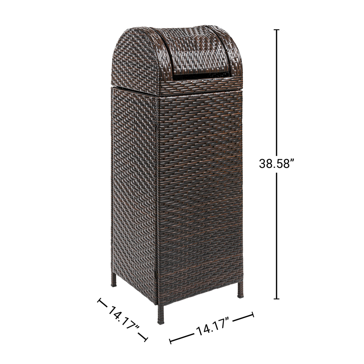 Ellison all-weather wicker/metal swing top hideaway outdoor trash can