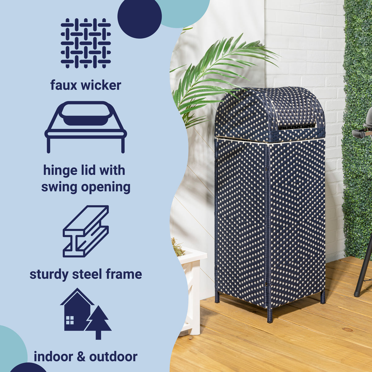 Ellison all-weather wicker/metal swing top hideaway outdoor trash can