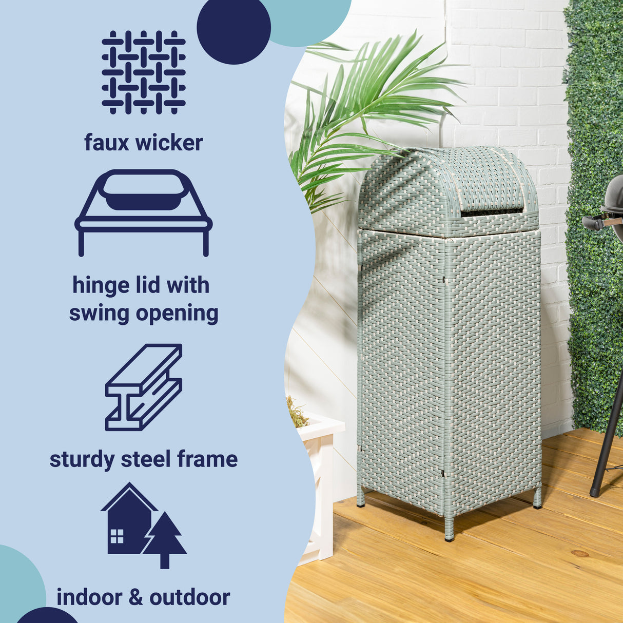 Ellison all-weather wicker/metal swing top hideaway outdoor trash can
