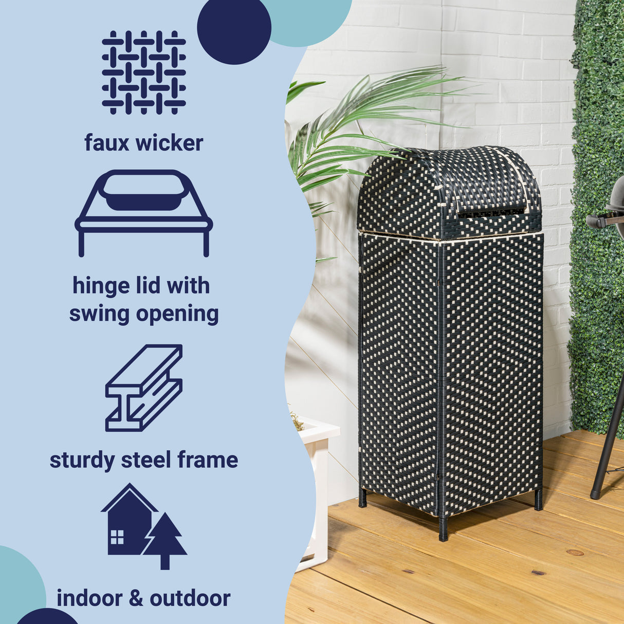 Ellison all-weather wicker/metal swing top hideaway outdoor trash can