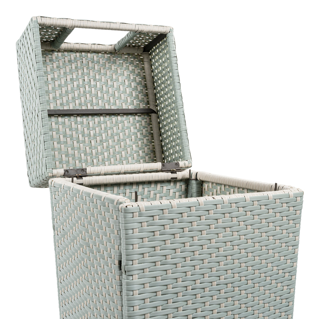 Keaton modern all-weather wicker/metal lidded hideaway outdoor trash can