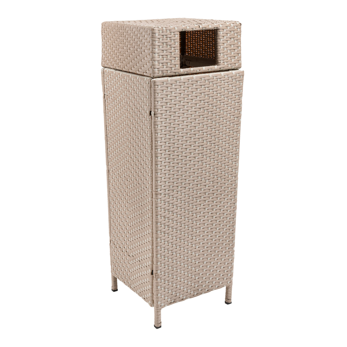 Keaton modern all-weather wicker/metal lidded hideaway outdoor trash can