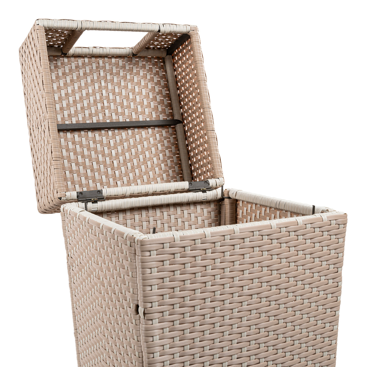 Keaton modern all-weather wicker/metal lidded hideaway outdoor trash can