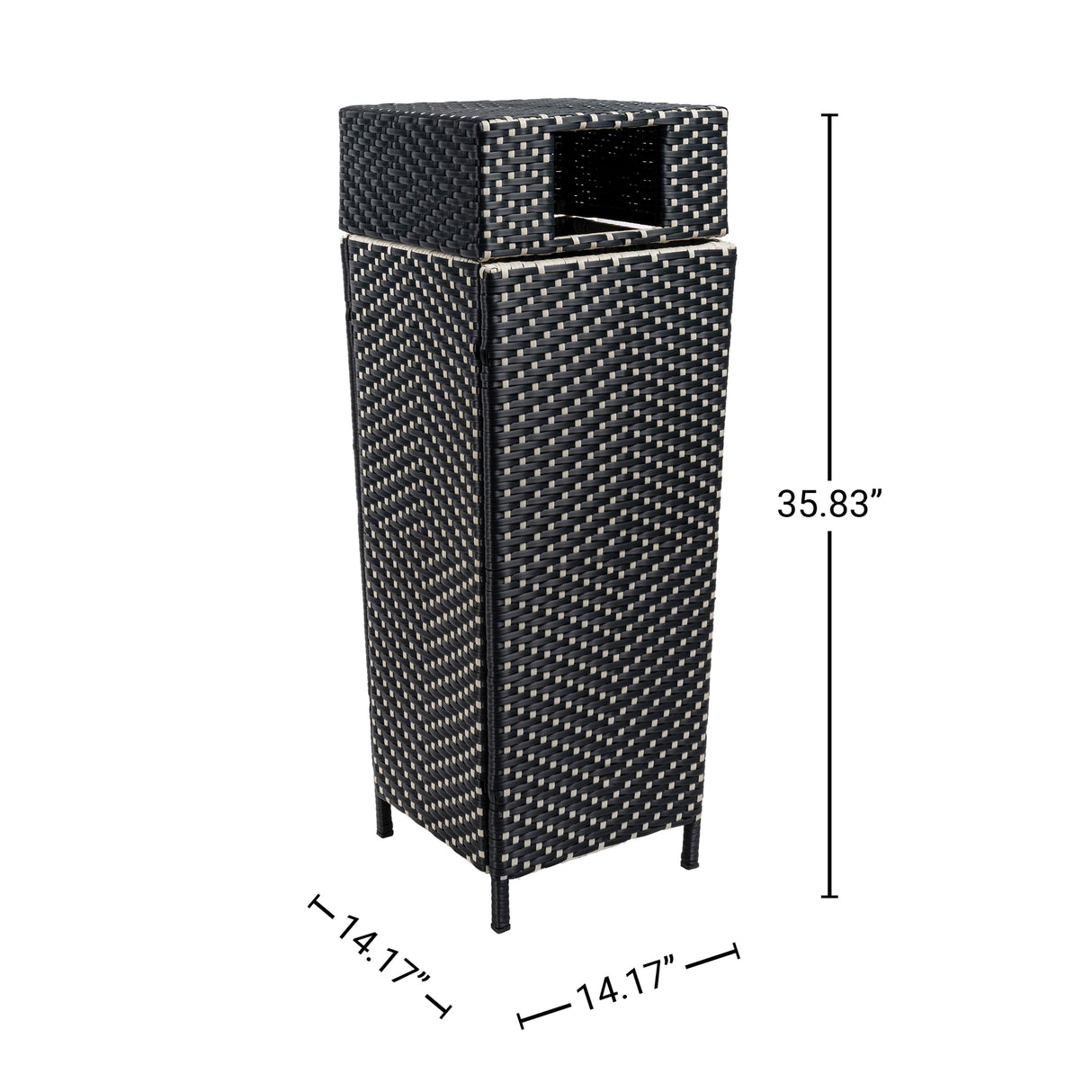 Keaton modern all-weather wicker/metal lidded hideaway outdoor trash can