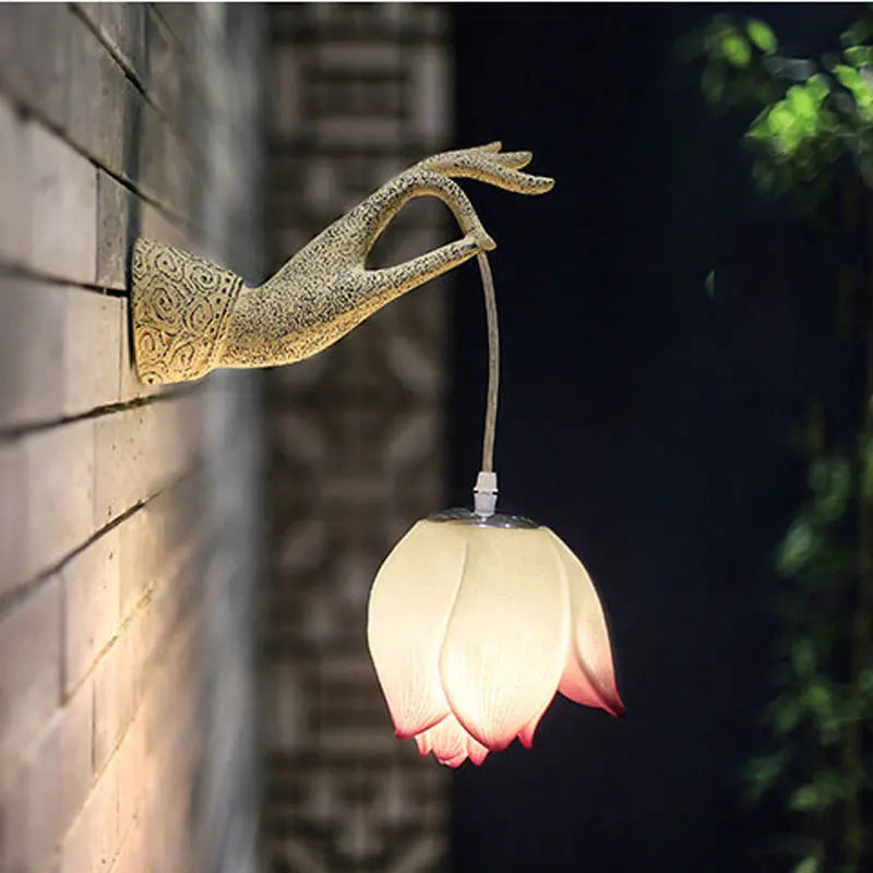 Modern Chinese Lotus Wall Lamp Creative Corridor Hallway Teahouse Art Decor Light
