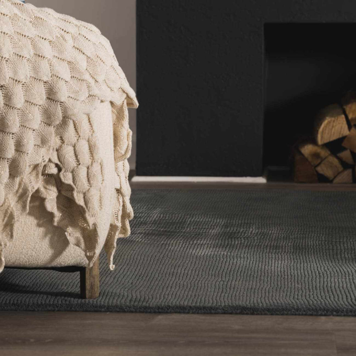 Brockton Solid Night Blue Wool Rug