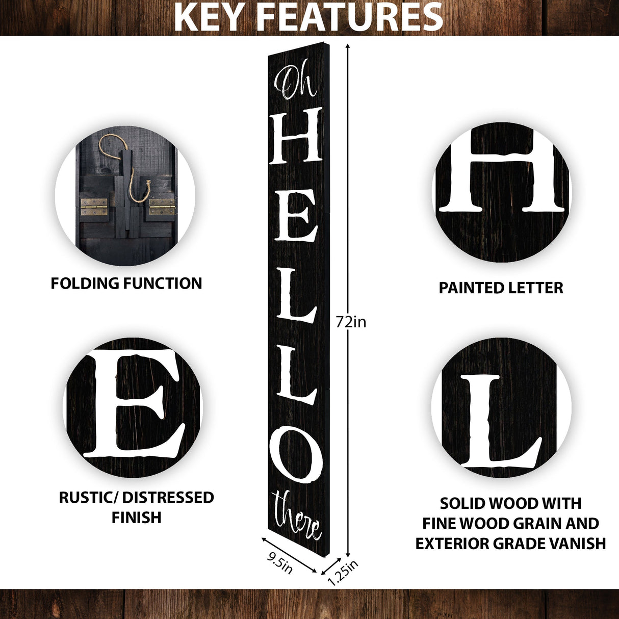 72in 'Oh Hello There' Welcome Porch Sign - Ideal Housewarming Gift for Families and Guests, Perfect Everyday Porch Decor