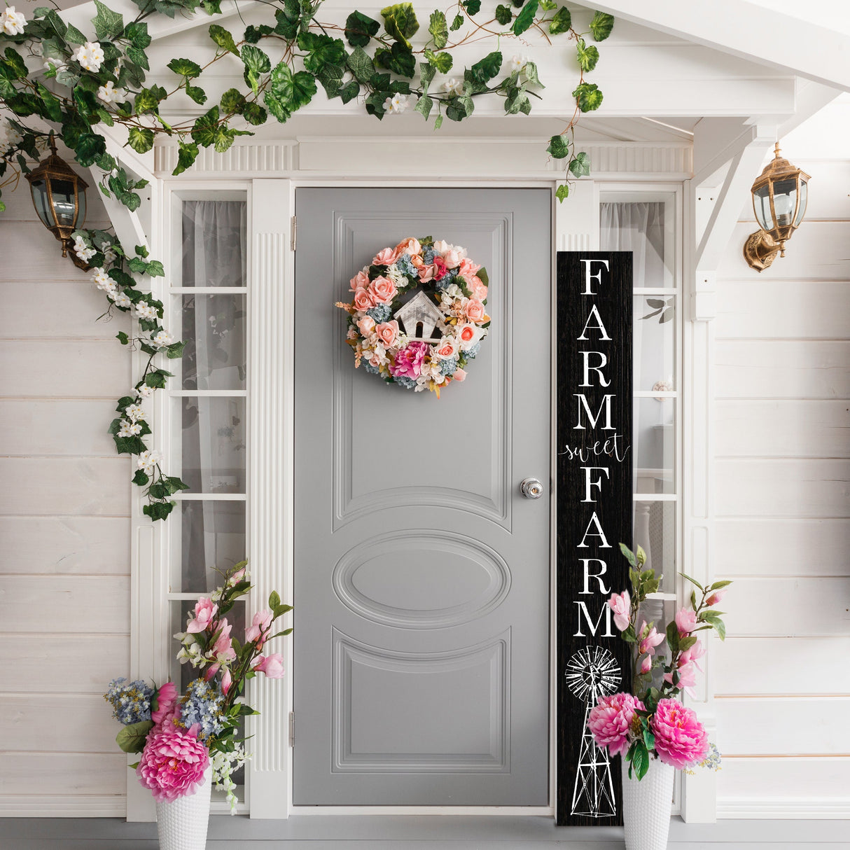 72in Wooden Farm Sweet Farm Welcome Porch Sign, Door Signs & Outdoor Welcome Home Sign