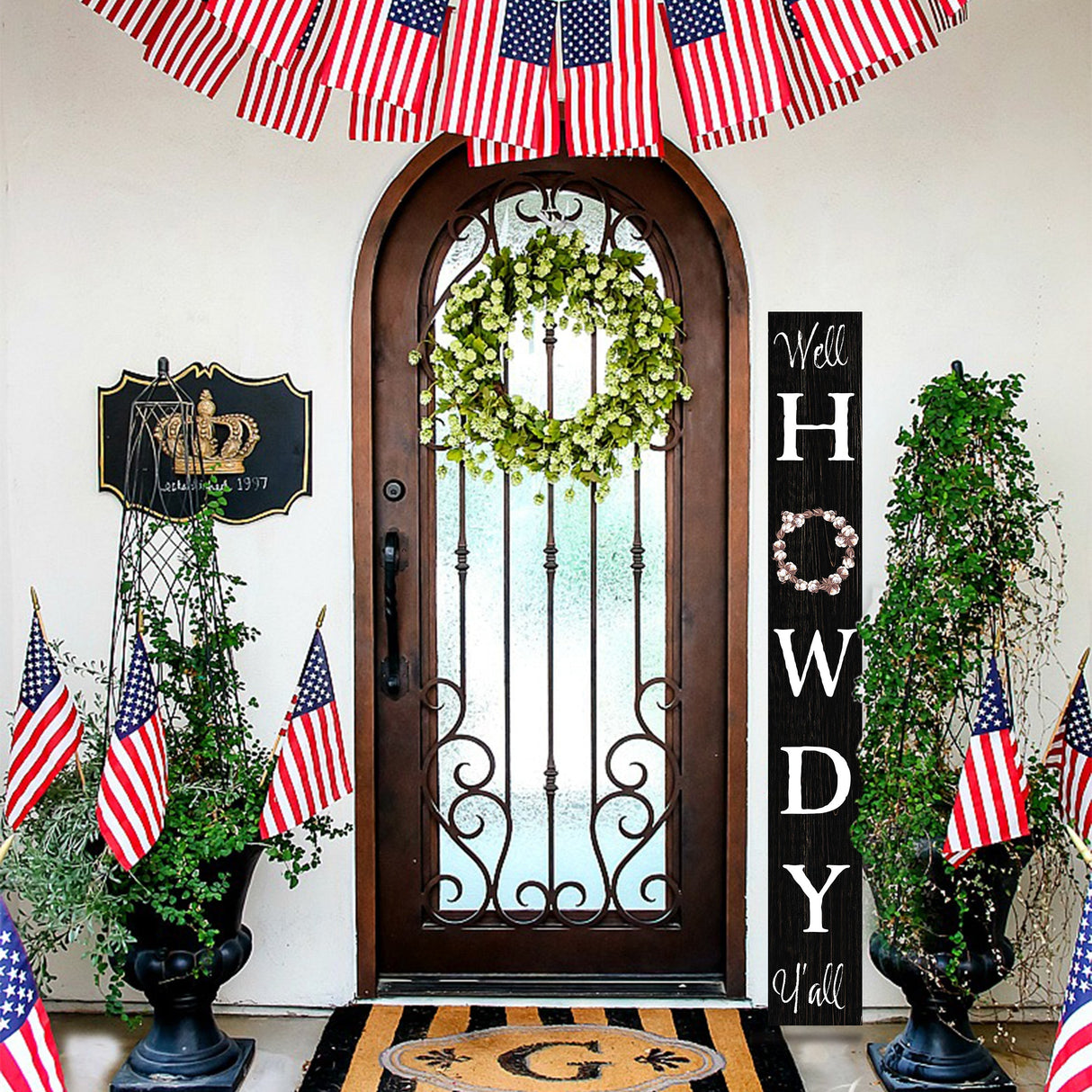 72IN Handcrafted Howdy Wood Sign - Rustic Black Western Home Decor
