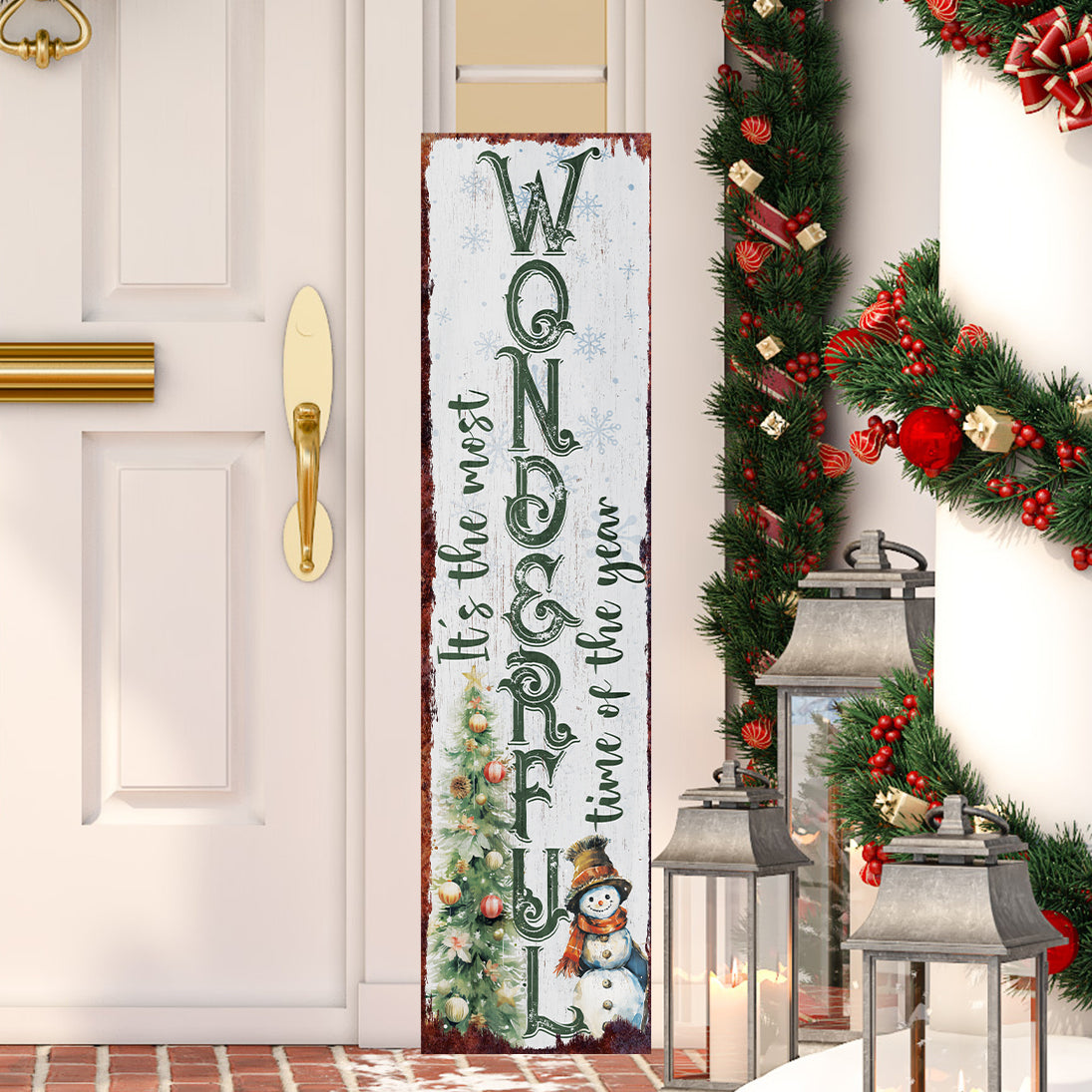 48in “It’s The Most Wonderful Time of The Year” Christmas Porch Sign | Christmas Entryway Decor | 48in x 12in
