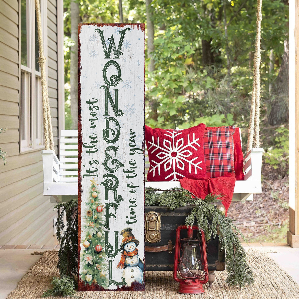 48in “It’s The Most Wonderful Time of The Year” Christmas Porch Sign | Christmas Entryway Decor | 48in x 12in