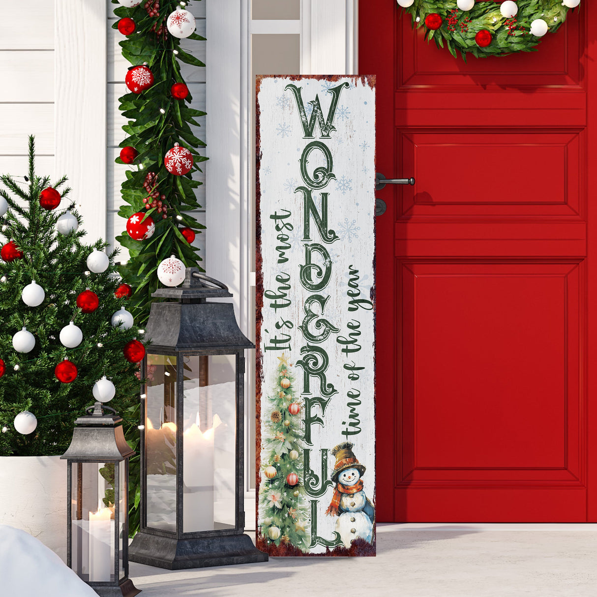 48in “It’s The Most Wonderful Time of The Year” Christmas Porch Sign | Christmas Entryway Decor | 48in x 12in