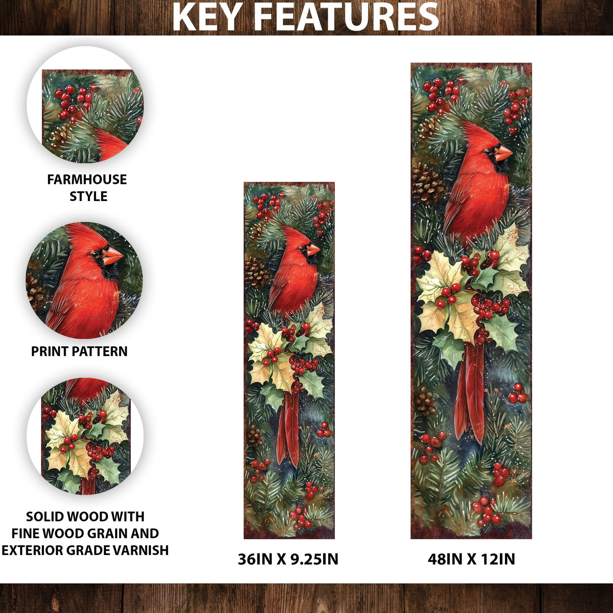 Christmas Porch Sign Cardinals | Front Porch Christmas Plaque | Entryway Holiday Decor