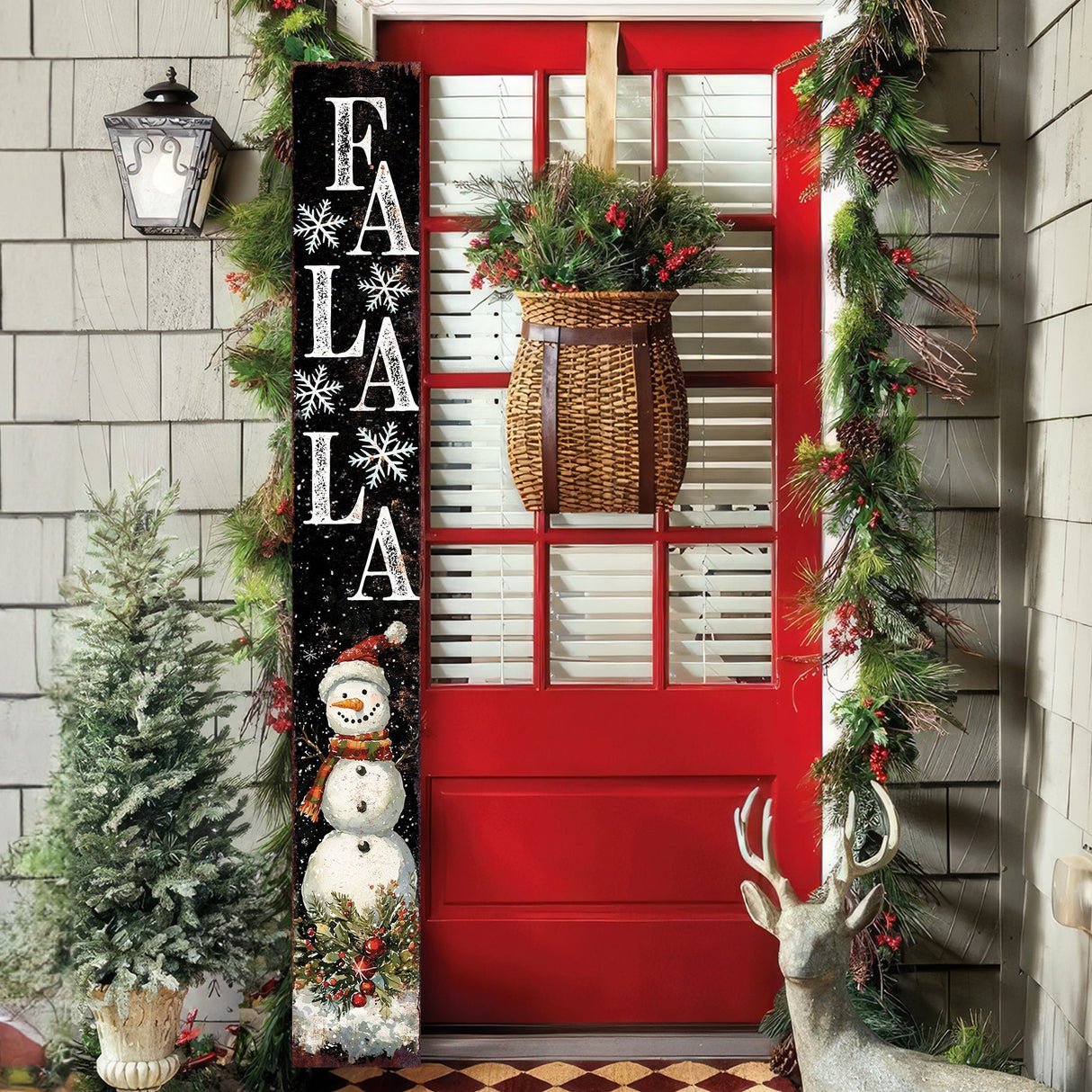72in Christmas Porch Sign | Holiday Snowman Door Decoration | Foldable Wooden Entryway Decor