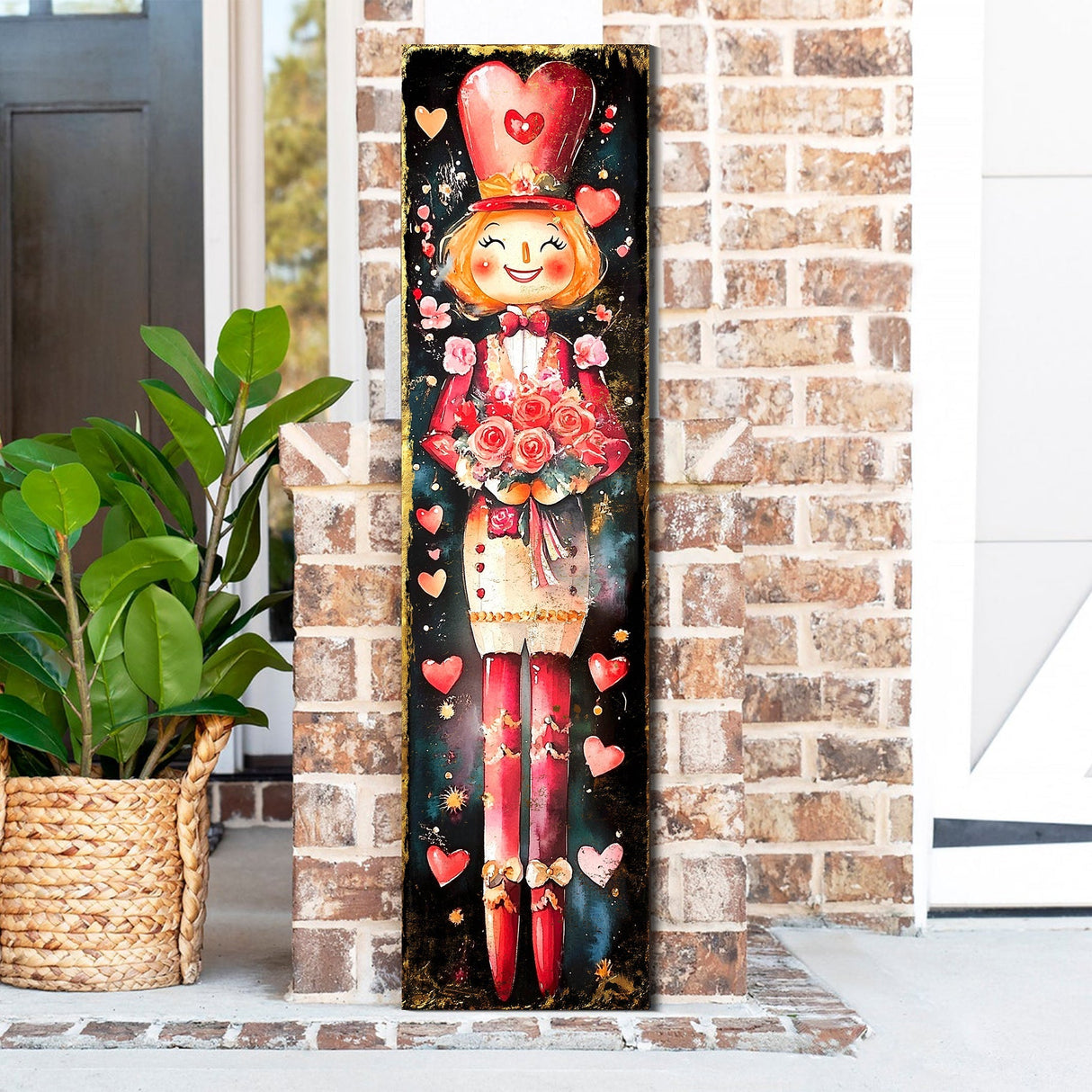 Valentine’s Day Girl Nutcracker Porch Sign | Front Porch Plaque | Entryway Decor | UV Print | 3 Sizes