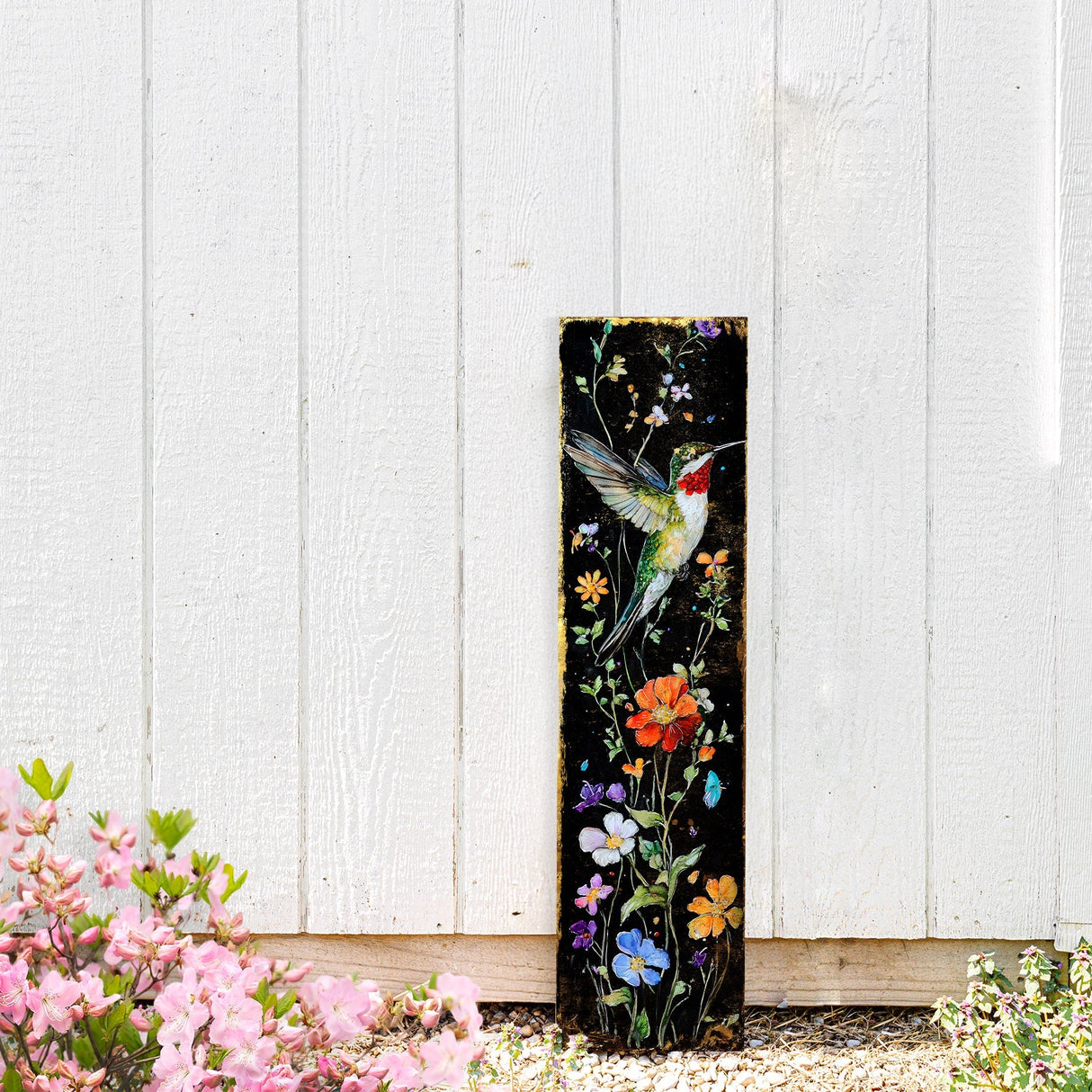 Spring Wildflower Porch Sign | Entryway Decor | UV Print | Front Porch Plaque | Wildflowers & Hummingbirds Design | 3 Sizes | Patterns