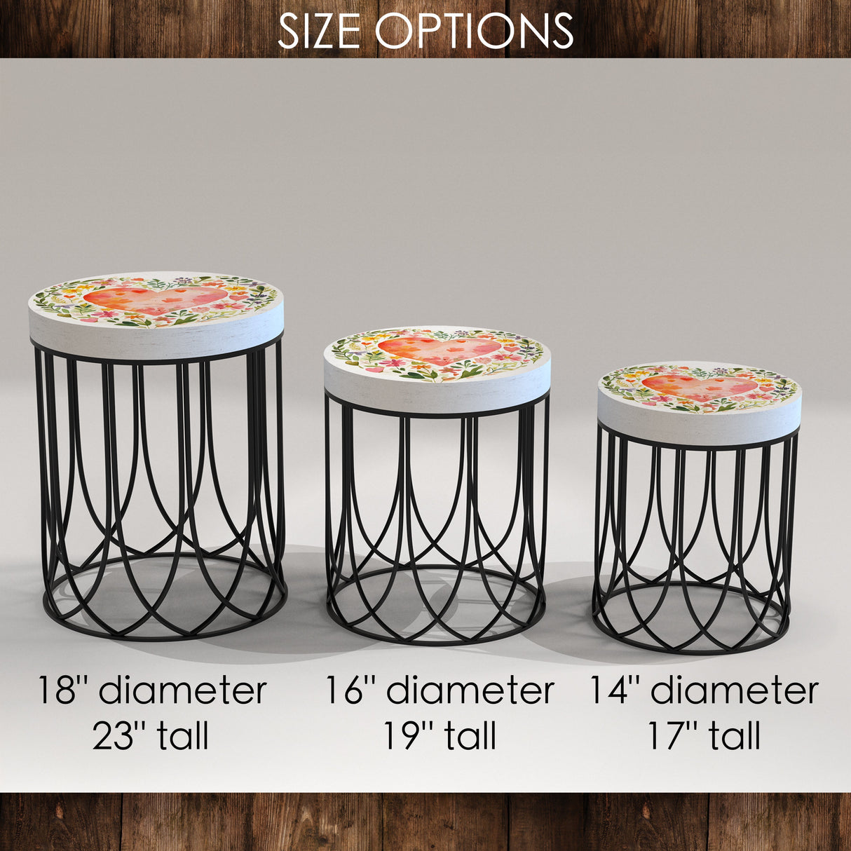 Heart & Botanical Accent Table