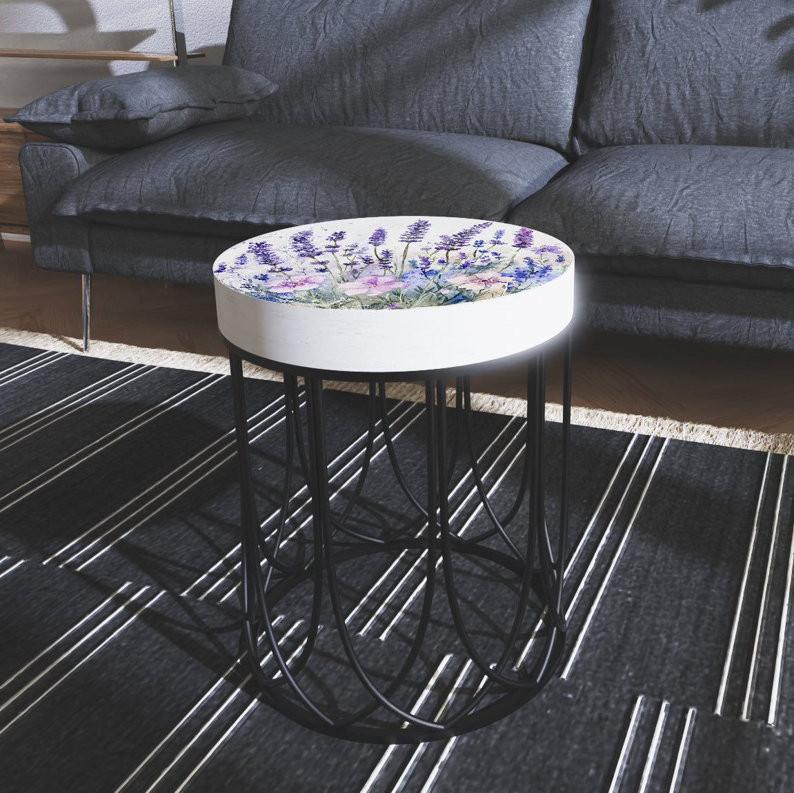 Lavender Botanical Accent Table