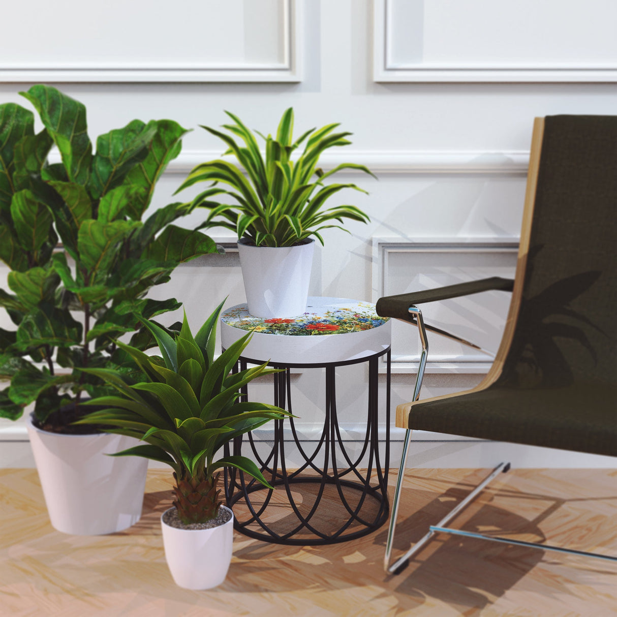 Hummingbird Wildflowers Accent Table
