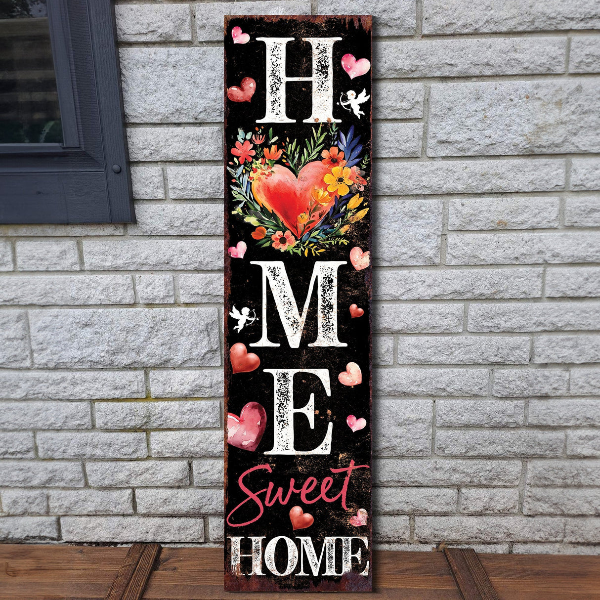 Home Sweet Home Valentine’s Day Porch Sign | Wooden Entryway Decor | UV Print | Front Porch Plaque | 3 Sizes