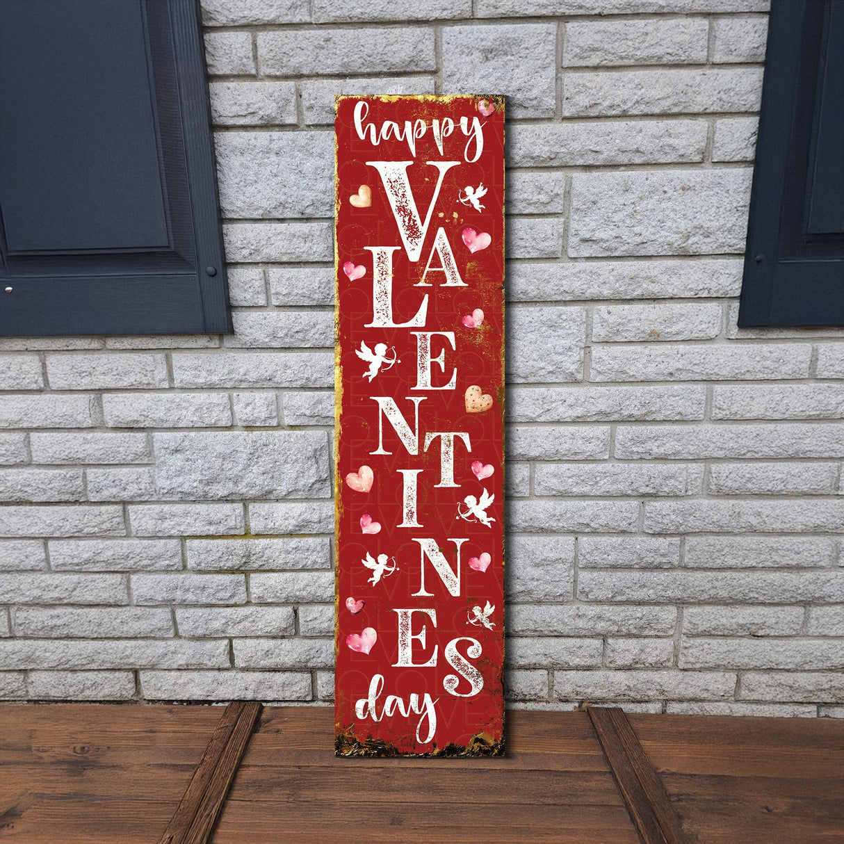 Happy Valentine’s Day Porch Sign | Wooden Entryway Decor | UV Print | Front Porch Plaque | Romantic Home Decor | 3 Sizes