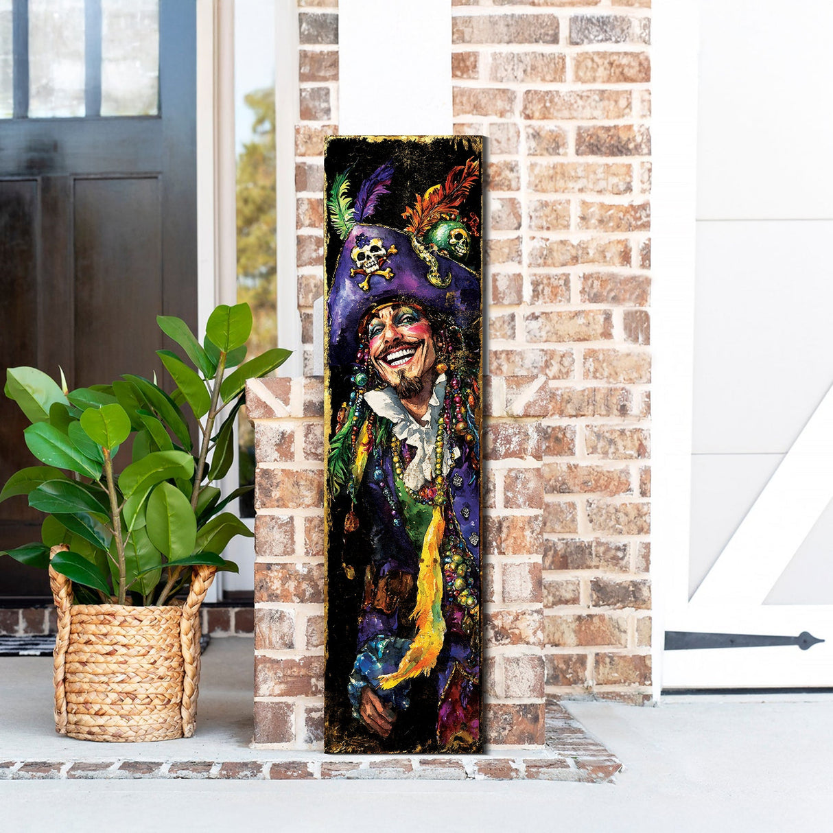 Pirate Mardi Gras Porch Sign | Wooden Entryway Decor | UV Print | Front Porch Plaque | Festive Gasparilla Decor | 3 Sizes