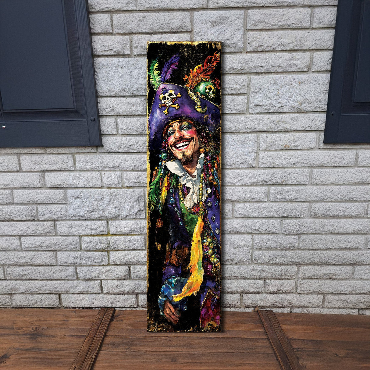 Pirate Mardi Gras Porch Sign | Wooden Entryway Decor | UV Print | Front Porch Plaque | Festive Gasparilla Decor | 3 Sizes