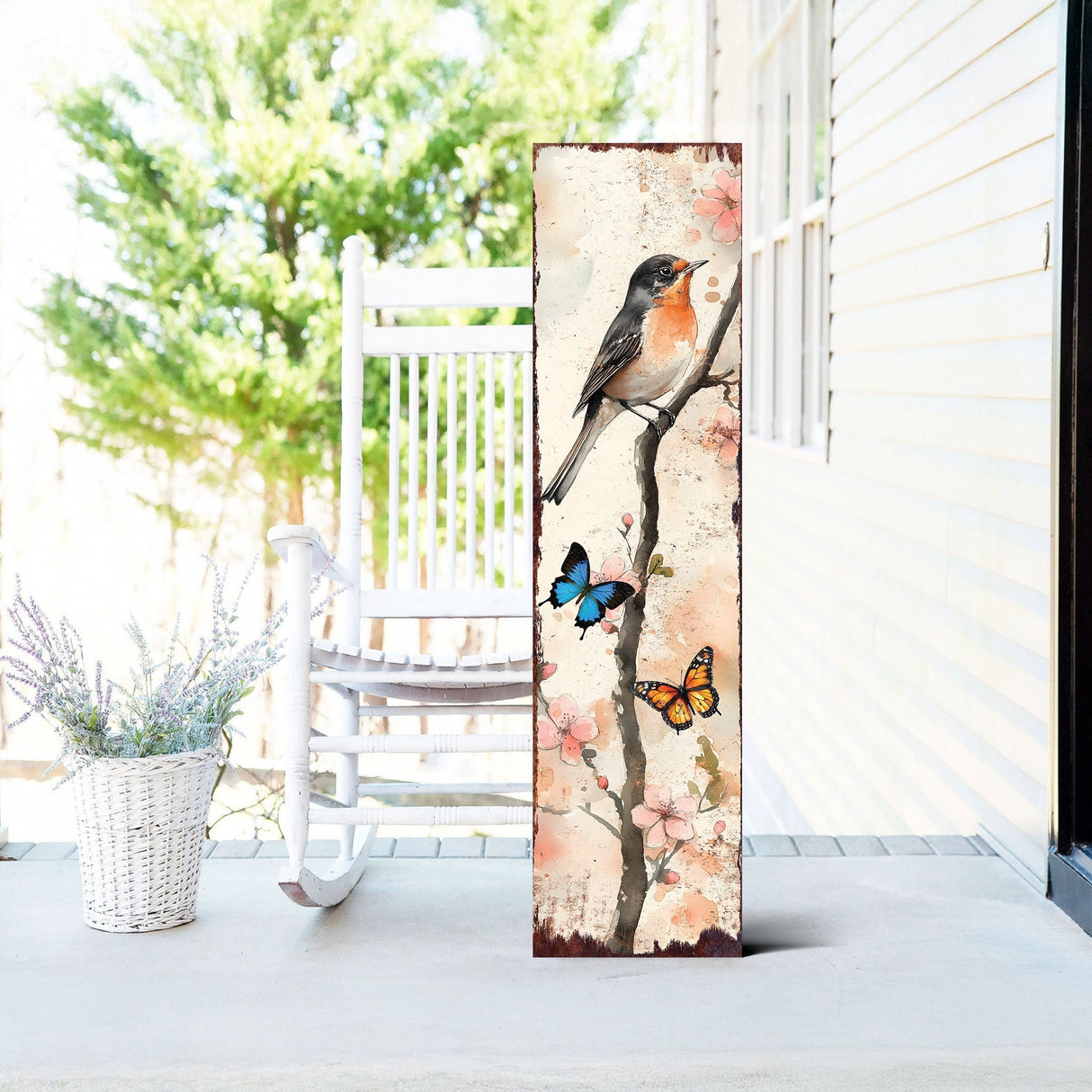 Spring American Robin Porch Sign | Wooden Entryway Decor | UV Print | Front Porch Plaque | Seasonal Home Decor | 3 Sizes