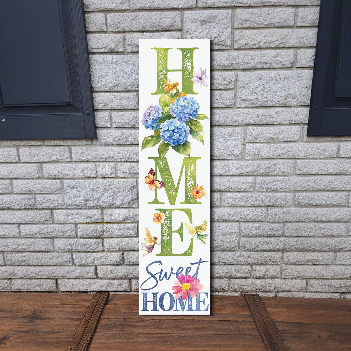 Spring Fairy Hydrangeas Home Sweet Home Porch Sign | Entryway Decor | UV Print | Front Porch Plaque | Seasonal Home Decor | 3 Sizes
