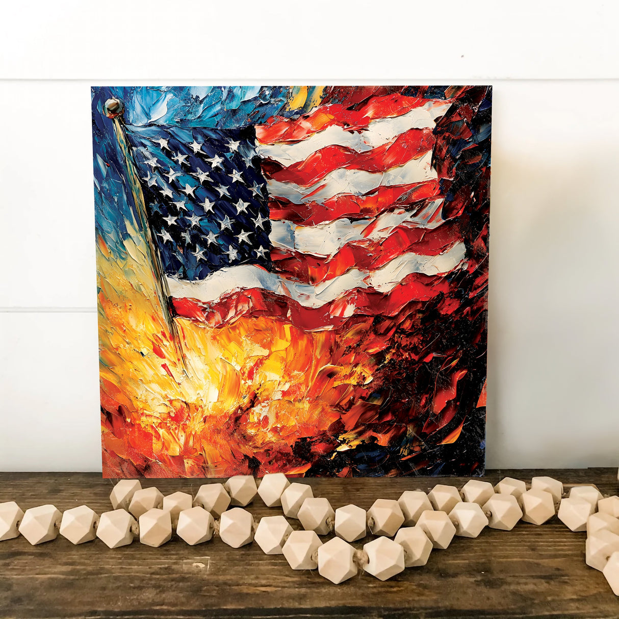 4th of July USA Flag Wall Decor Art | UV Print Canvas | Oil Paint Style Indoor Wall Art | 3 Sizes