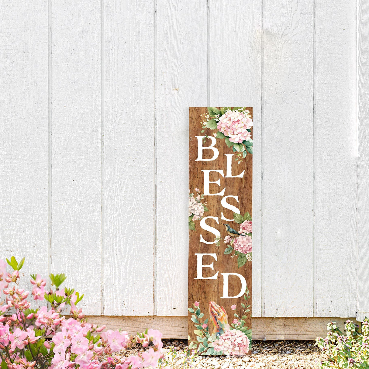 Spring Blessed Floral Porch Sign | Farmhouse Style Front Door Decor | UV Print Floral Design | 3 Sizes Available